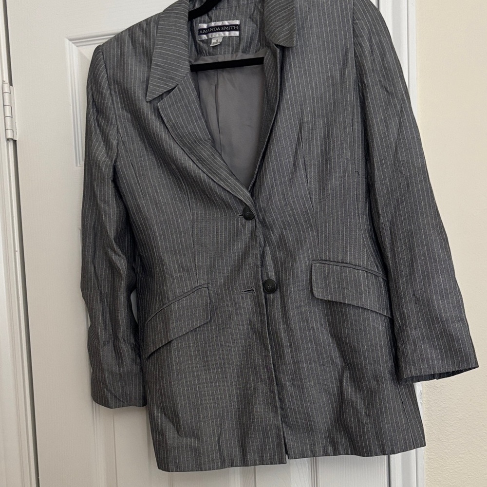 Amanda Smith Gray Pinstripe Blazer